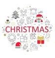 christmas greeting card with line icons elements vector image