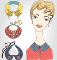 fashion girl with set of collars vector image