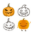 set of halloween jack-o-lantern pumpkins vector image vector image