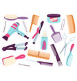 cartoon hair tools hairdressing equipment vector image