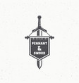 retro style pennant and sword abstract sign vector image