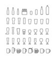 beer bottles and glasses line icons set vector image