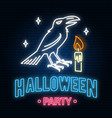 halloween party neon sign or emblem vector image