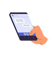 hand holding phone with online messenger mobile vector image