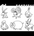 cartoon farm animals collection color book vector image