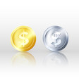 golden and silver coin glossy metallic money vector image vector image