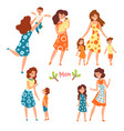 mothers and their kids set moms talking walking vector image