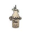 bubble tea golden sticker with lettering vector image vector image