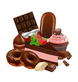 chocolate desserts collection realistic cupcake vector image vector image