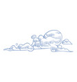 flying cloud icon windy sky sketch drawing vector image vector image