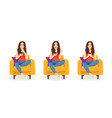 woman with phone vector image vector image