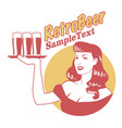 retro emblem pinup girl carrying a tray vector image vector image