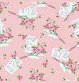 seamless pattern with letters and bouquets vector image vector image