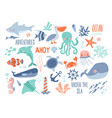 sea background - cute and ocean animals vector image