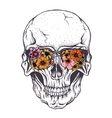 skull of human with flowers on eyeglasses vector image