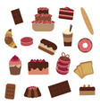 pastry cakes and sweets icon set vector image
