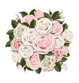 white and pink roses bouquet vector image