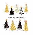 christmas trees hand drawing winter fir tree card vector image vector image