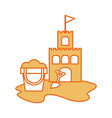 beach sandcastle with sand bucket vector image