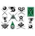 billiard pool and snooker sports emblems vector image vector image