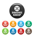 drone market icons set color vector image vector image