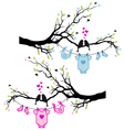 baby boy and girl clothes with birds on tree vector image vector image