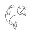 blurred sketch silhouette of open mouth trout fish vector image