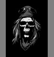 biker skull with bandana and goggles vector image