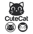 cute kawaii head kitten cat mascot cartoon logo vector image