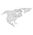 polygonal carcass mesh map of north america vector image