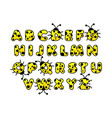 yellow ladybug alphabet english abc animals vector image vector image