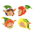 christmas postcard with elf head in hat vector image vector image