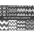 black and white zig zag set of seamless pattern vector image