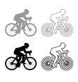 cyclist on bike silhouette icon outline set grey vector image