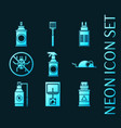 set exterminator service glowing neon icons vector image vector image