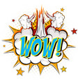 word wow on comic cloud explosion background vector image