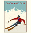 vintage skier getting ready vector image vector image