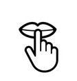 keep silence and be quiet icon lip finger vector image