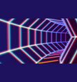 neon tunnel in space with 80s styled lazer lines vector image vector image
