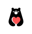 bear love valentine heart negative space logo icon vector image