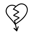 linear doodle arrow with broken heart love vector image