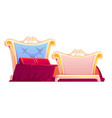 royal bed with red blanket and pillows vector image