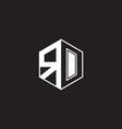 ro logo monogram hexagon with black background vector image