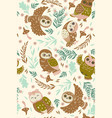seamless pattern with owls in pastel colors vector image vector image