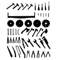 big tools silhouette set vector image