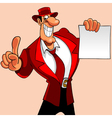 cartoon smiling elegant man in a suit with blank vector image