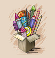 large colorful festive fireworks in cardboard box vector image vector image