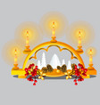 christmas sketch with burning candles in golden vector image