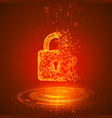 hacking program or network broken padlock on red vector image vector image
