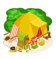 isometric camping equipment set isolated vector image